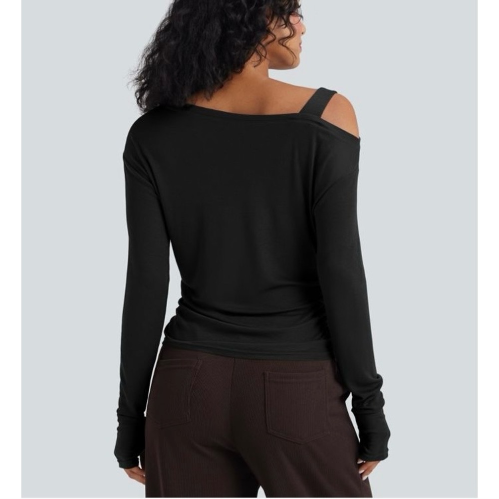 NWT Halara One-Shoulder Long Sleeve Asymmetrical Casual Shirt Small - Picture 2 of 12
